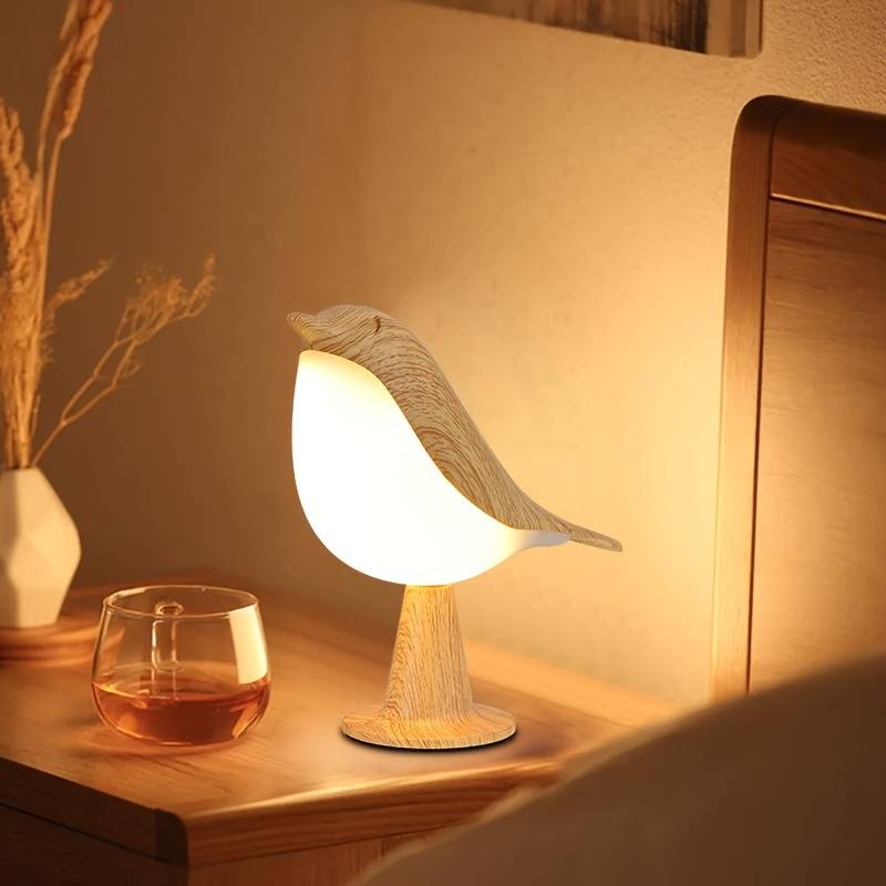 Lampe Oiseau Tactile en Bois Élégant - NESTALUX