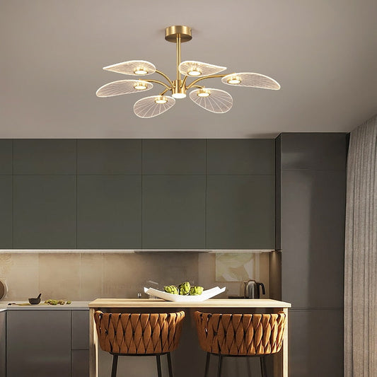 Lustre Élégant Doré à Bras Vitrés - LUSTERA