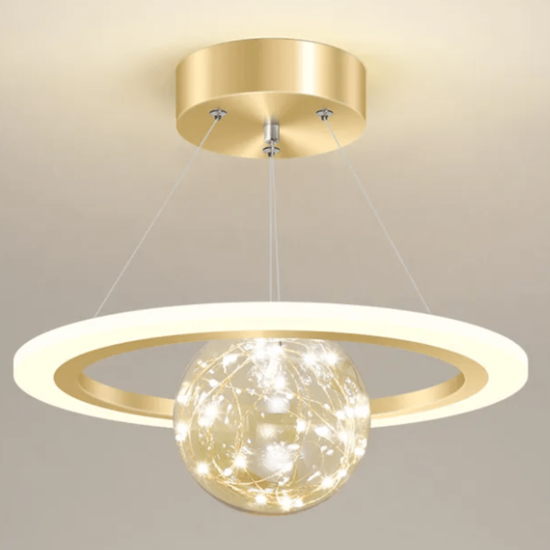Plafonnier Annulaire Doré à Sphère Lumineuse - SOLARIA