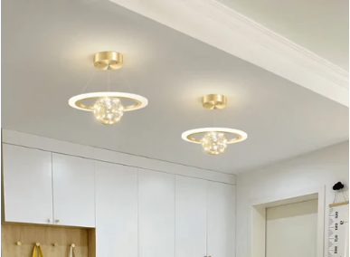 Plafonnier Annulaire Doré à Sphère Lumineuse - SOLARIA