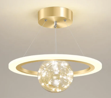 Plafonnier Annulaire Doré à Sphère Lumineuse - SOLARIA