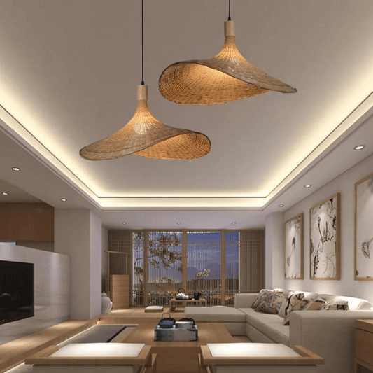 Suspension Rustique en Rotin Naturel - Solaya