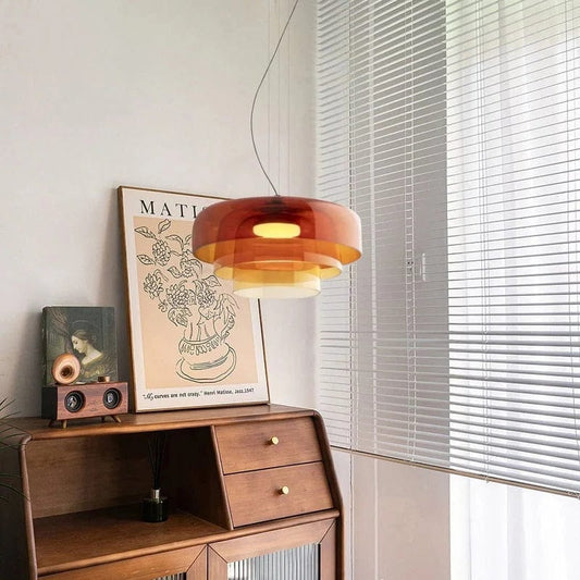 Lustre LED Verre Coloré Élégant et Intemporel - VitriaLumine