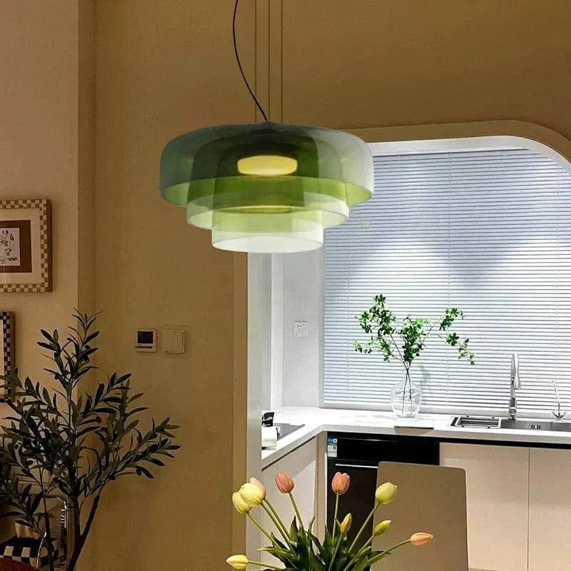 Lustre LED Verre Coloré Élégant et Intemporel - VitriaLumine